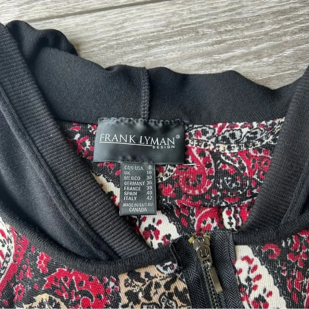 Frank Lyman Paisley Pattern Hooded Sweater Dress Made in Canada